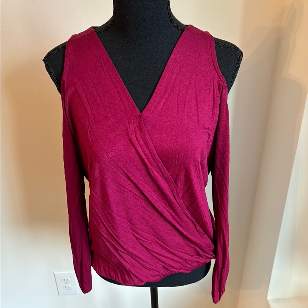 Alya Pink Wrap Blouse with Long Sleeves
